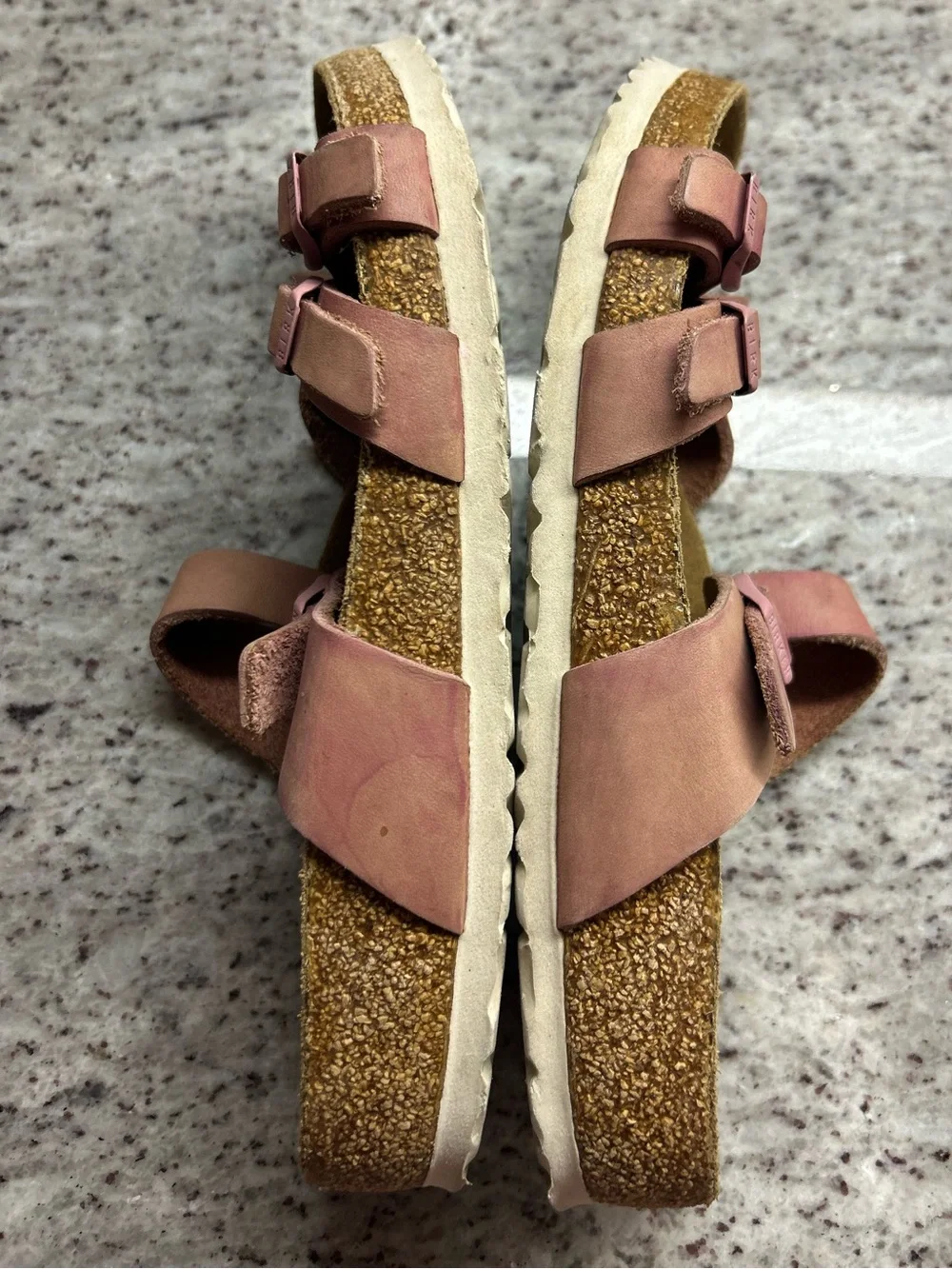 Women's Birkenstock Franca distressed Pink Three-Buckle Slide Sandals size 8(39)